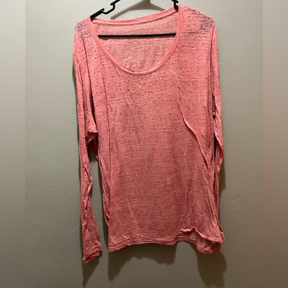 Maurice’s Coral long sleeve tissue tee with beading size 3, 3x